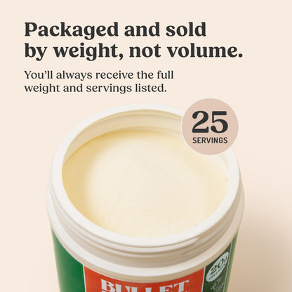 Authentic imported Bulletproof collagen protein jar for skin elasticity and joint support.