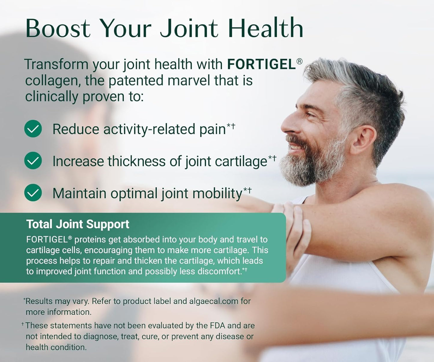 AlgaeCal four in one bioactive collagen peptides product setup highlighting bone density support ingredients