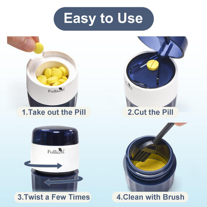 Compact portable medicine crusher with integrated storage compartment open