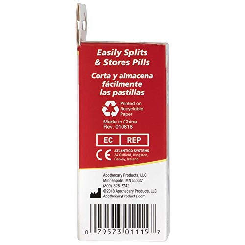 Acu-Life hand operated pill cutter with the lid securely snapped shut for travel.