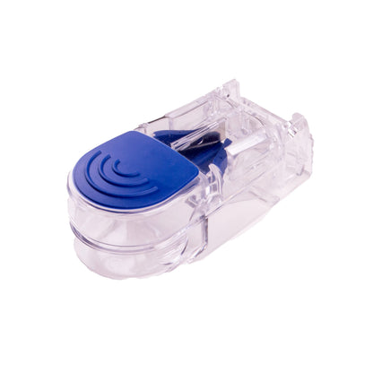 Double beveled stainless steel blade inside the authentic imported Apex tablet cutter.