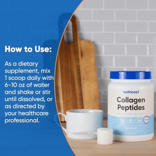 Nutricost hydrolyzed collagen peptides 16 ounces bottle showcasing the secure seal protection