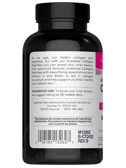 NeoCell hydrolyzed collagen types 1 and 3 tablets dietary supplement fact panel