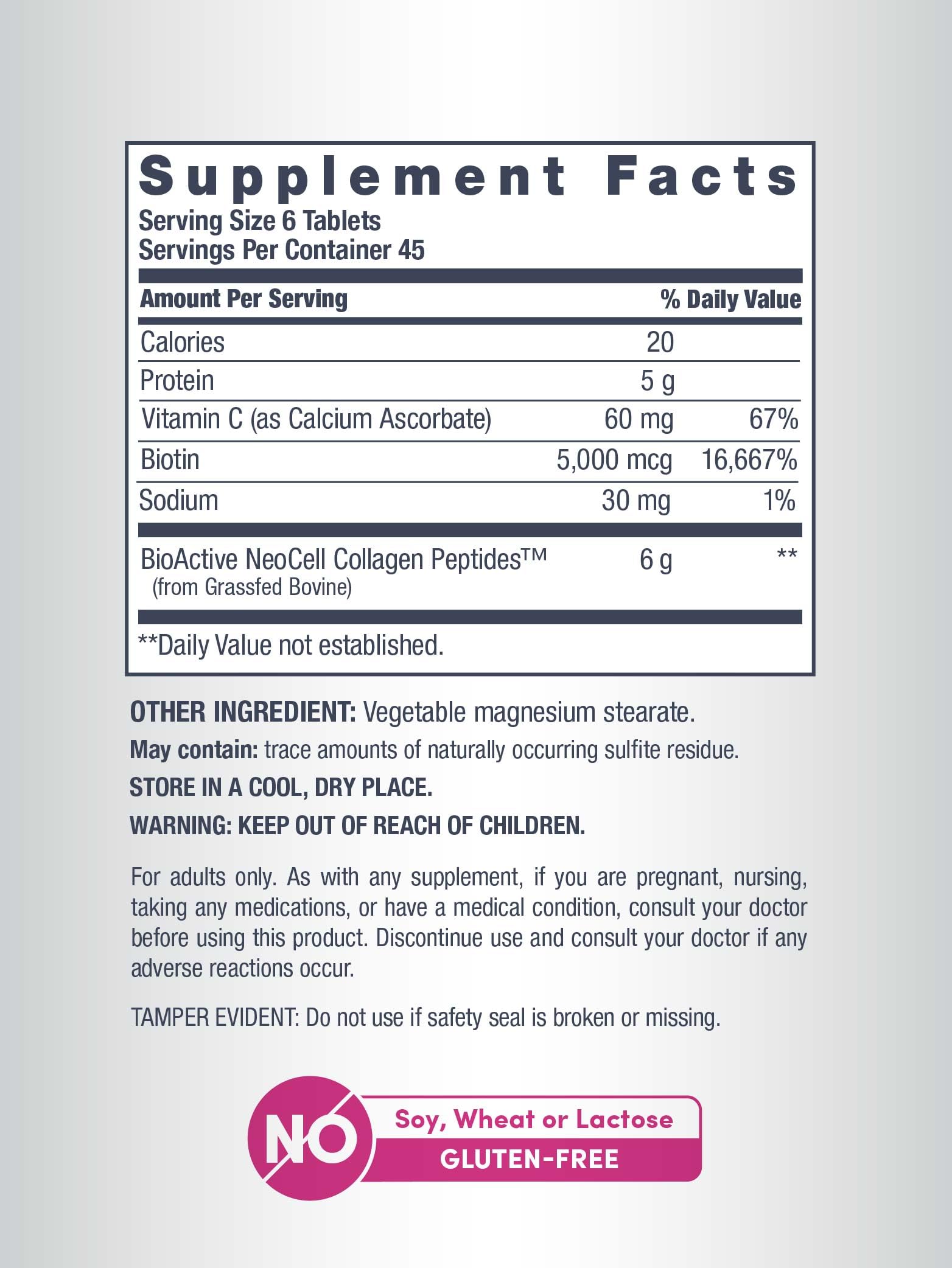 NeoCell grass-fed bovine collagen with vitamin C and biotin for hair growth
