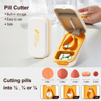 Vilosa pill organizer displaying V shaped holder holding small and large vitamins
