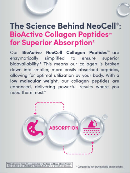 NeoCell keto-certified and gluten-free non-GMO collagen tablets side view