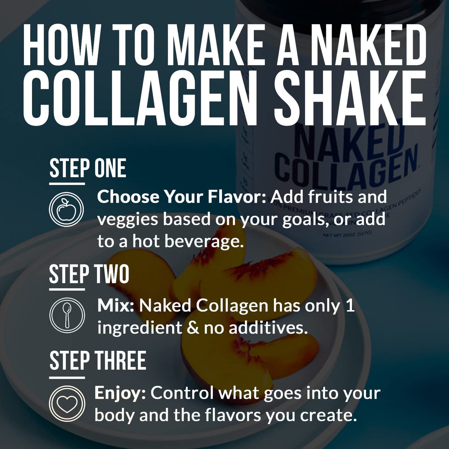Side view of NAKED Nutrition 60 servings premium unflavored collagen container