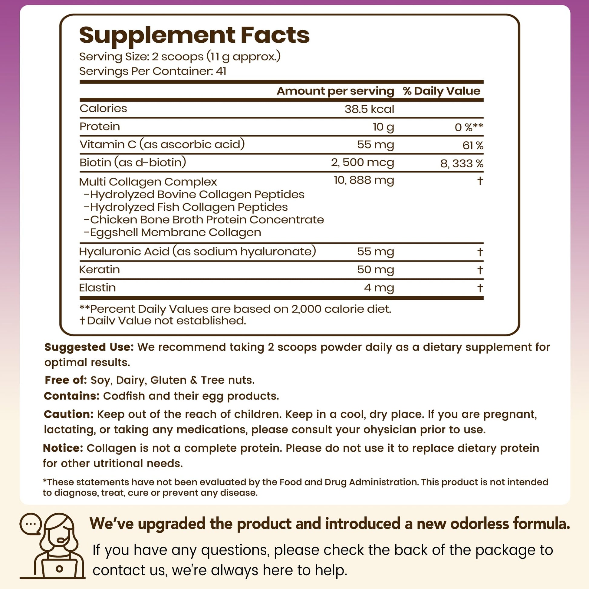 VEV hydrolyzed collagen dietary supplement tub displaying five types of clean proteins