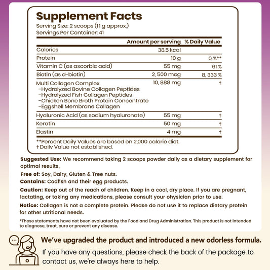VEV hydrolyzed collagen dietary supplement tub displaying five types of clean proteins