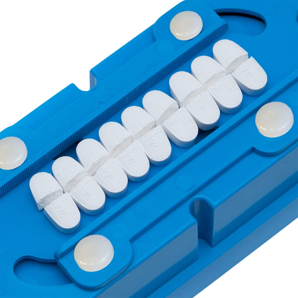 Pillcut multi pill cutter close up of the protective finger blade guard feature