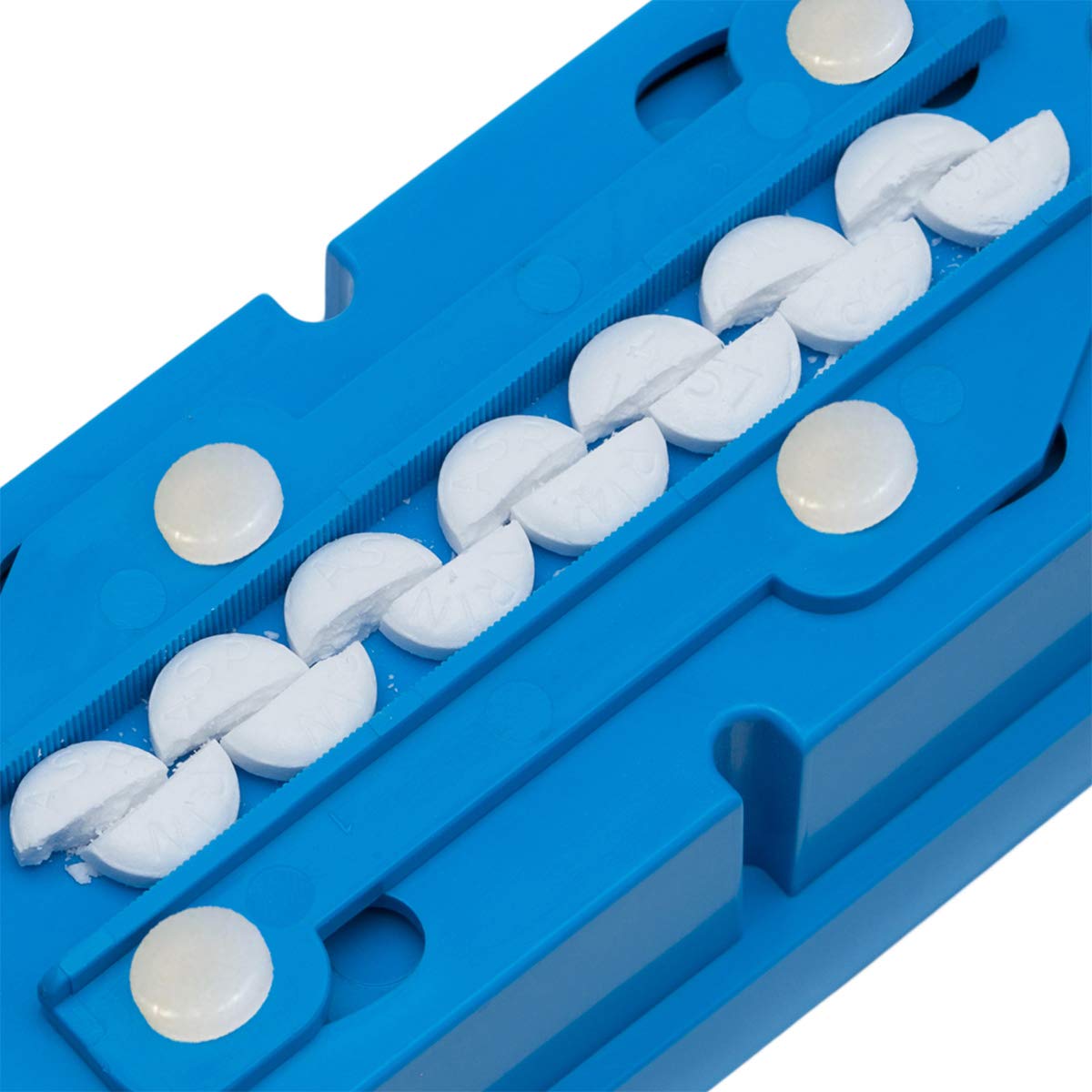 Pillcut batch pill splitter side profile demonstrating the portable travel friendly design
