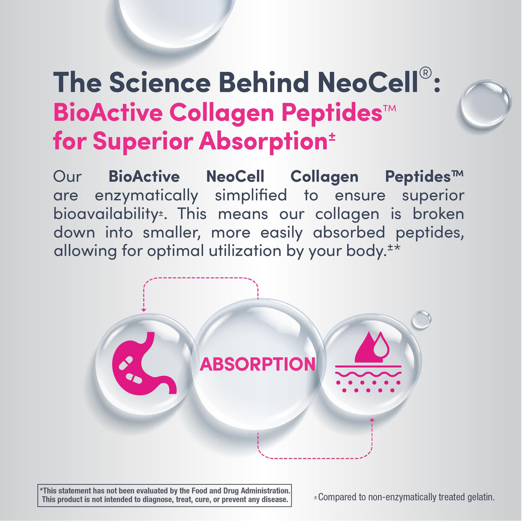NeoCell health and beauty supplement powder showing directions for daily use