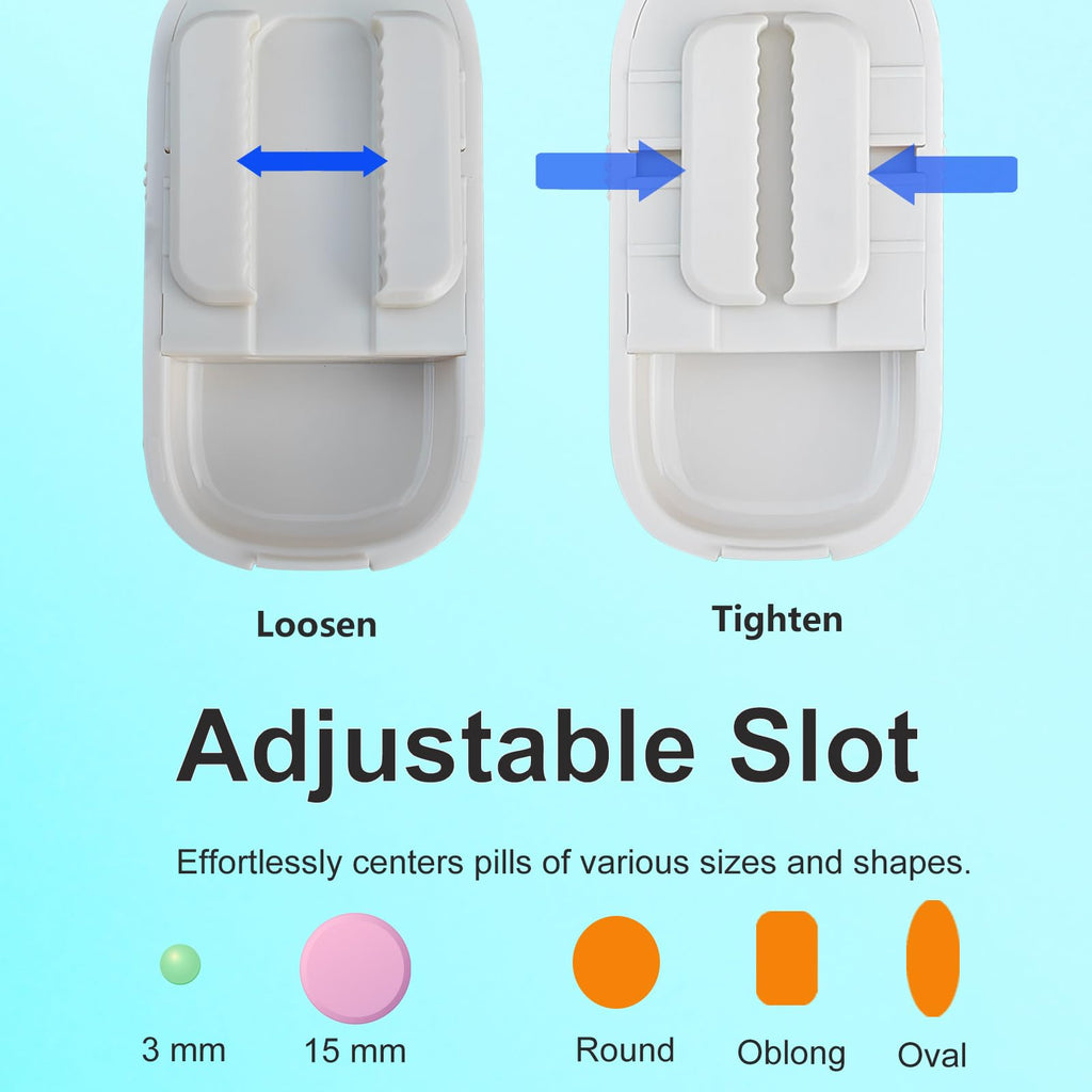 Portable tablet cutter with alignment bars holding small and large pills