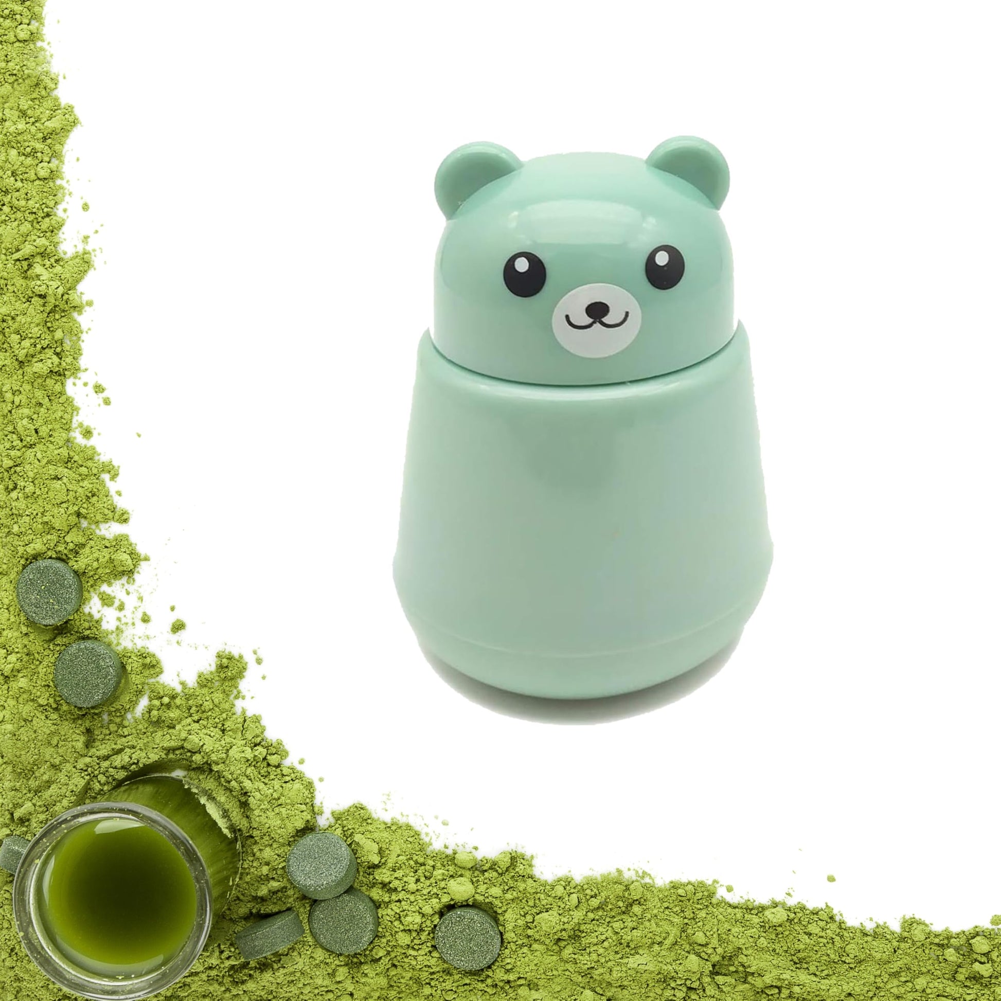 CoaGu bear model tablet grinder showing smooth cleanable interior surfaces