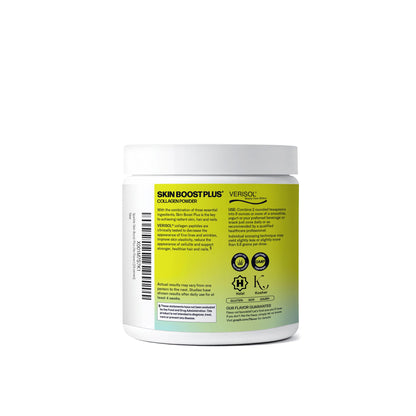 Sparkle Wellness VERISOL bioactive collagen powder supplement tub showing nutritional facts and five thousand milligram serving size