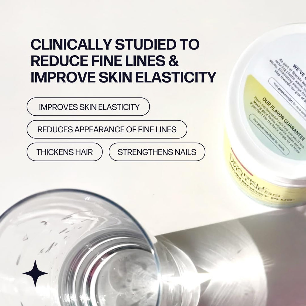 Sparkle Wellness anti aging collagen powder for hair nail strength and improved skin moisture retention