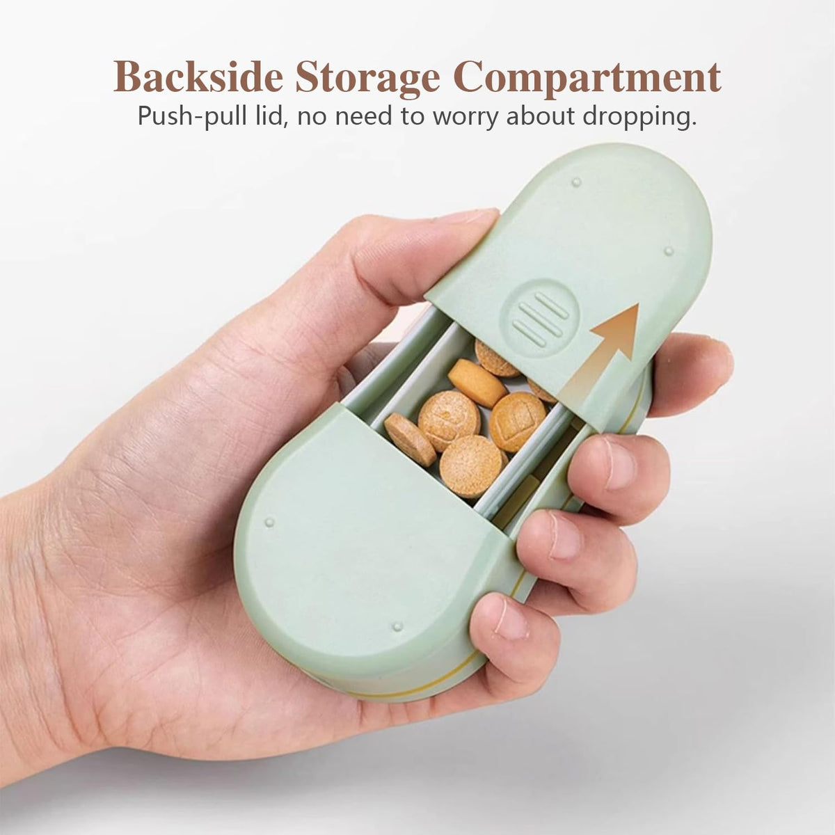 FANSTINOW precision pill cutter demonstrating micro tablets aligned inside the non slip V shaped silicone pad