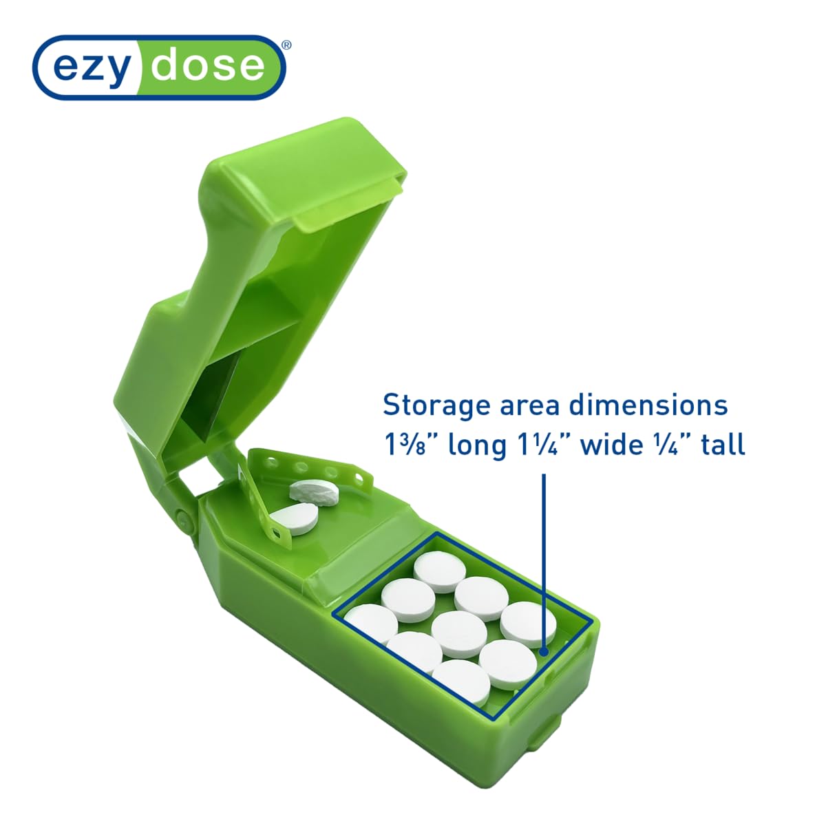 Ezy Dose medication management tool showing stainless steel blade open