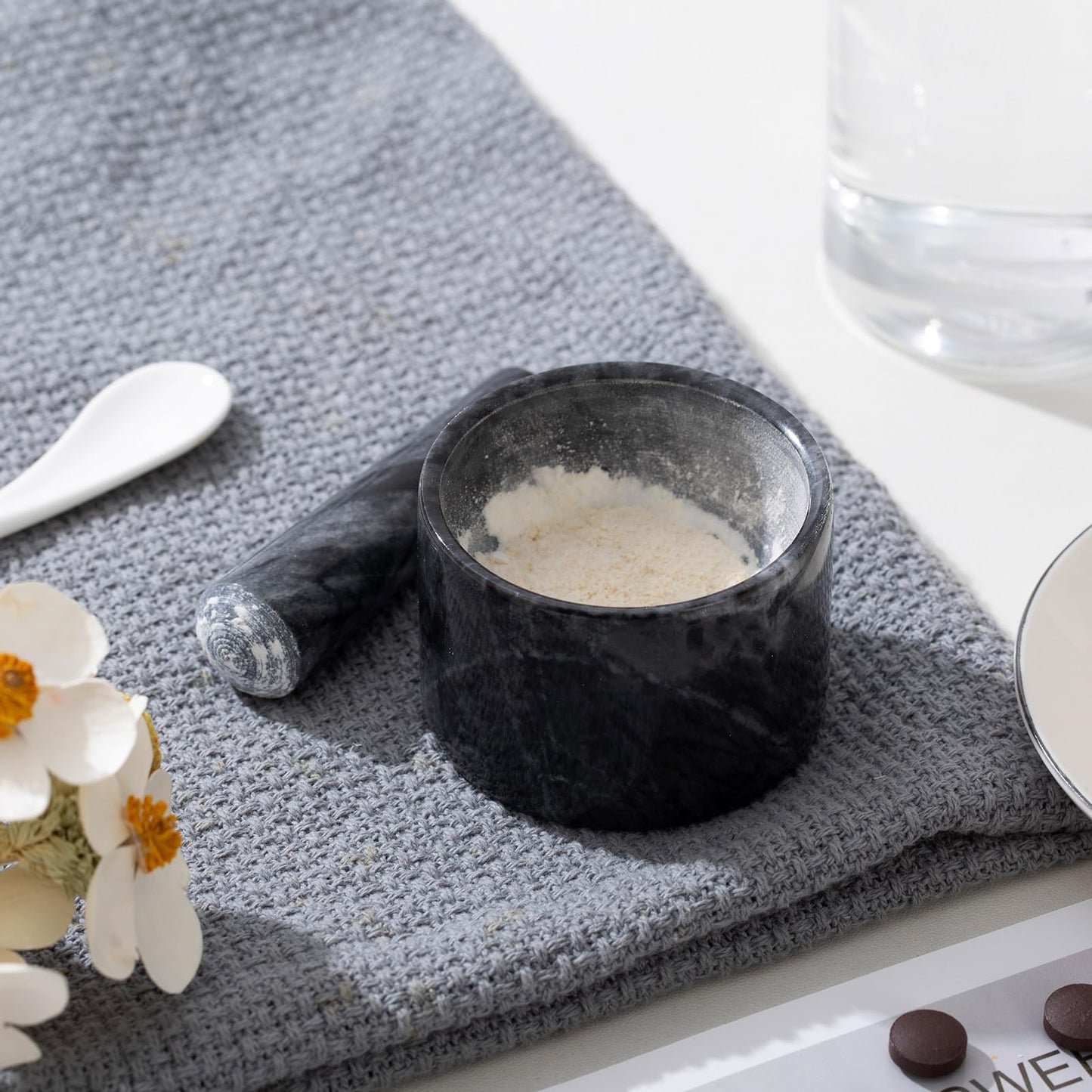 Fasolahome imported marble mortar and pestle wellness aid for comfortable senior healthcare management