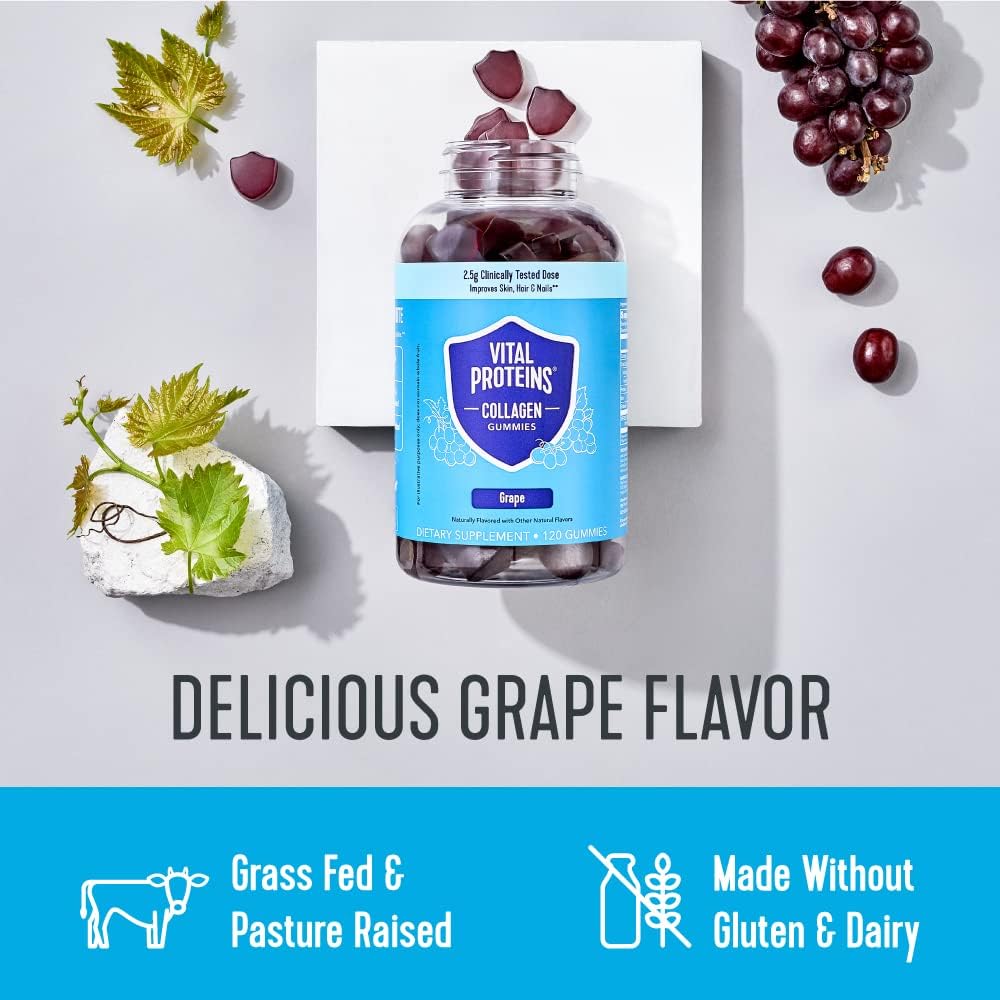 Vital Proteins collagen gummies with hair skin and nail benefit icons