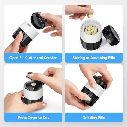 DEPAD tablet splitter close up displaying the sharp stainless steel blade and safety shield
