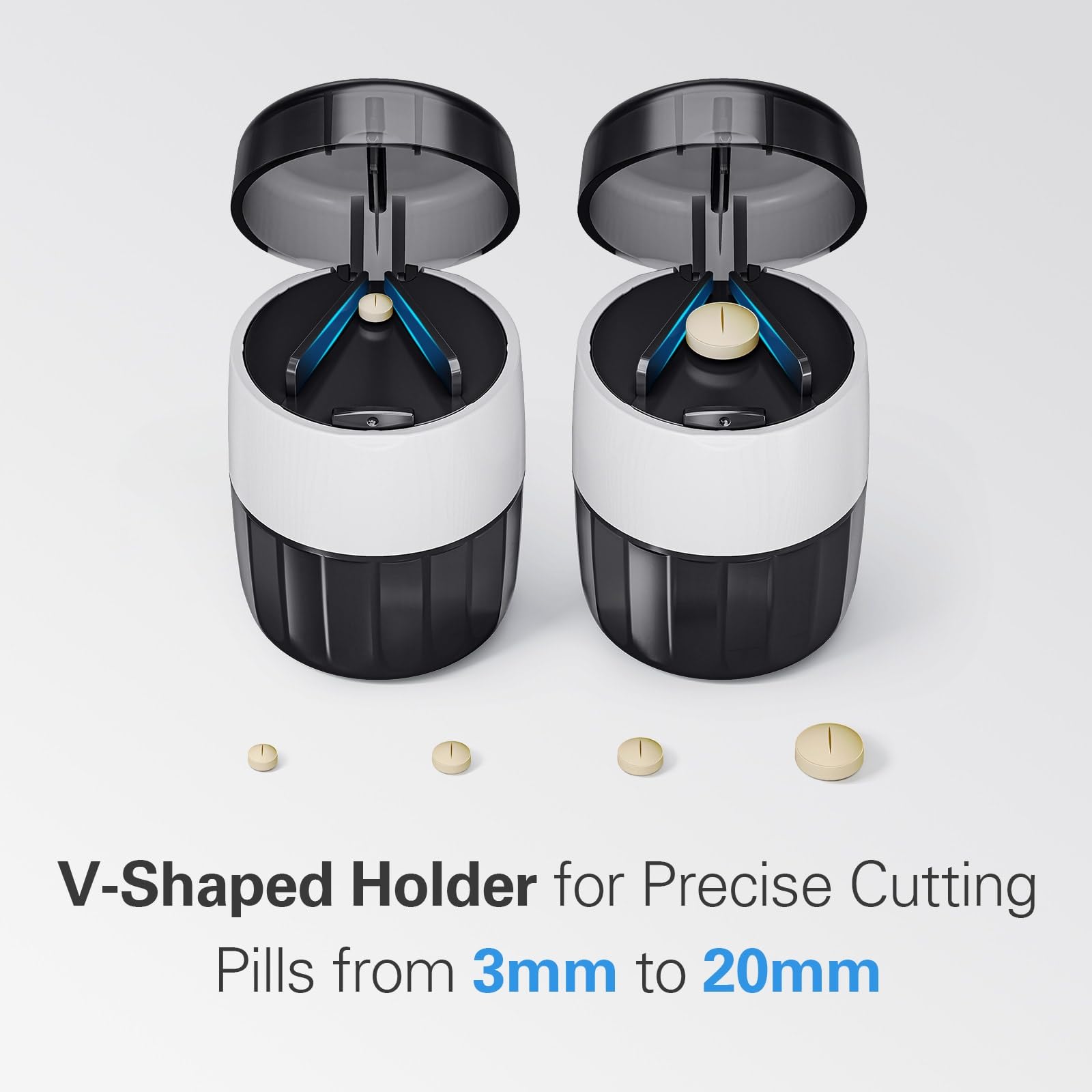 DEPAD multi-functional medication tool demonstrating the built-in tablet storage compartment