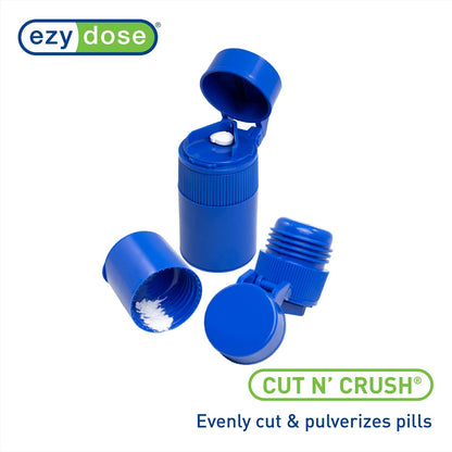 EZY DOSE tablet splitter showing the built-in storage compartment holding four standard pills.