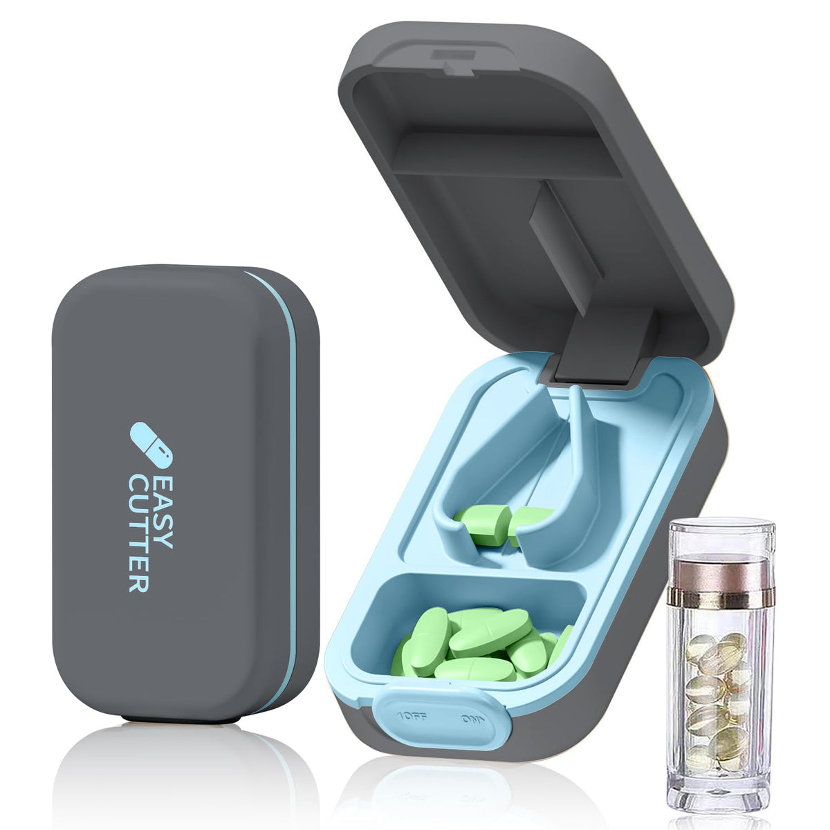 ViLoSa multi size pill splitter packaging displaying the authentic USA design specifications