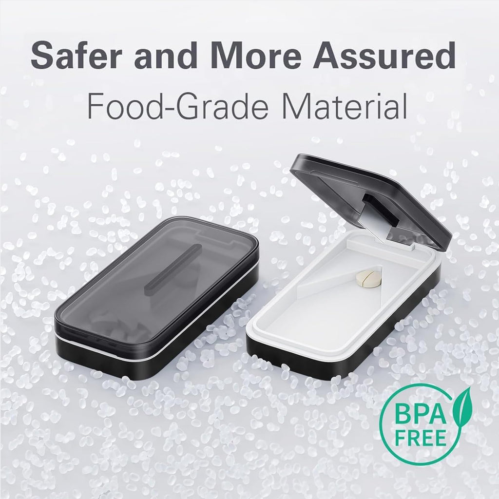 BUG HULL Medication Cutter detailing the secure grip mechanism for precise dosage splitting.