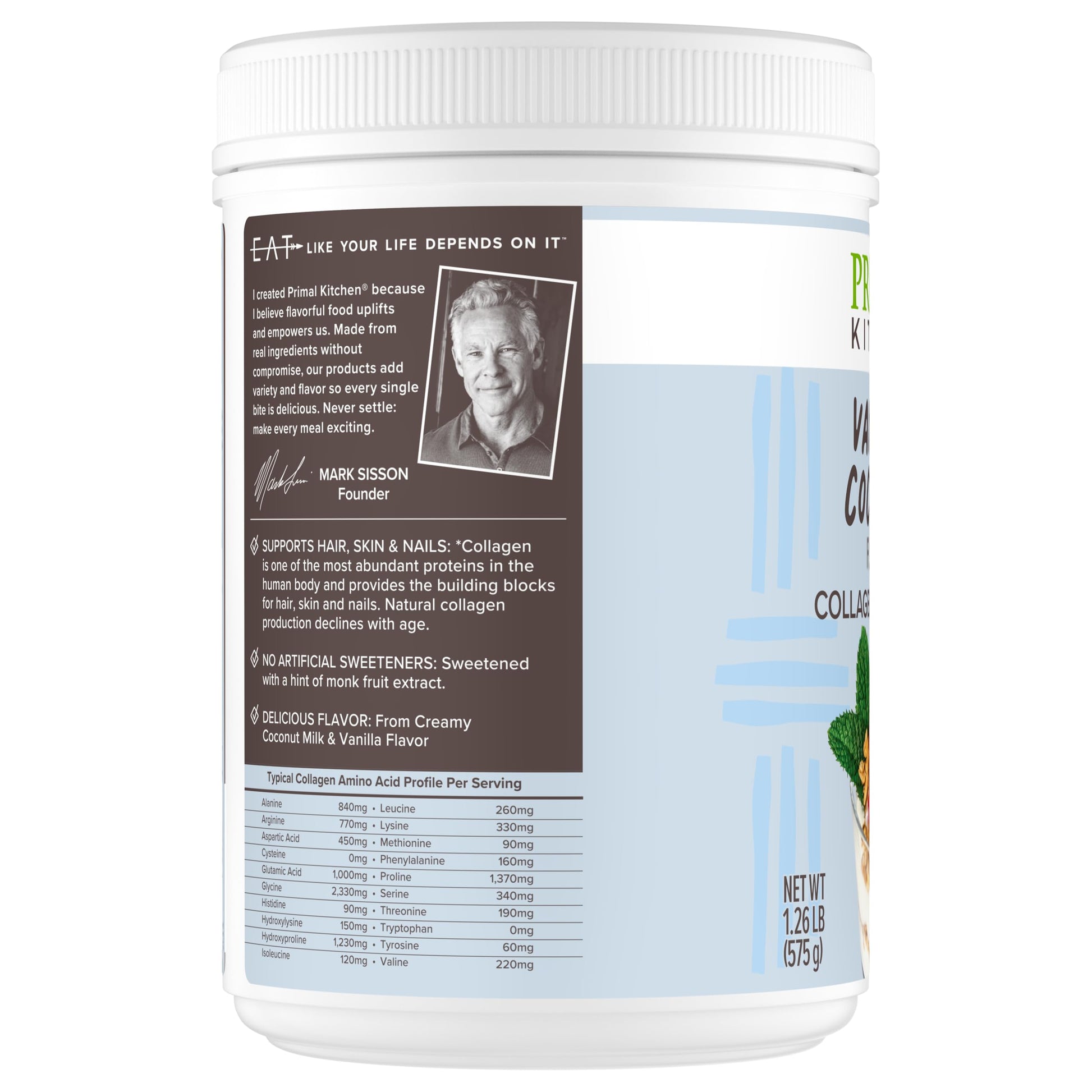 Primal Kitchen 20 ounce collagen drink mix container for hair and nails