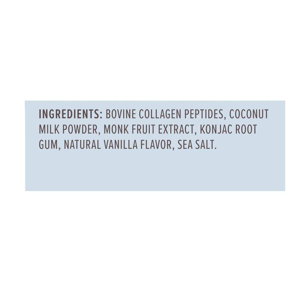 Authentic imported USA beauty supplement packaging showing vanilla coconut ingredients