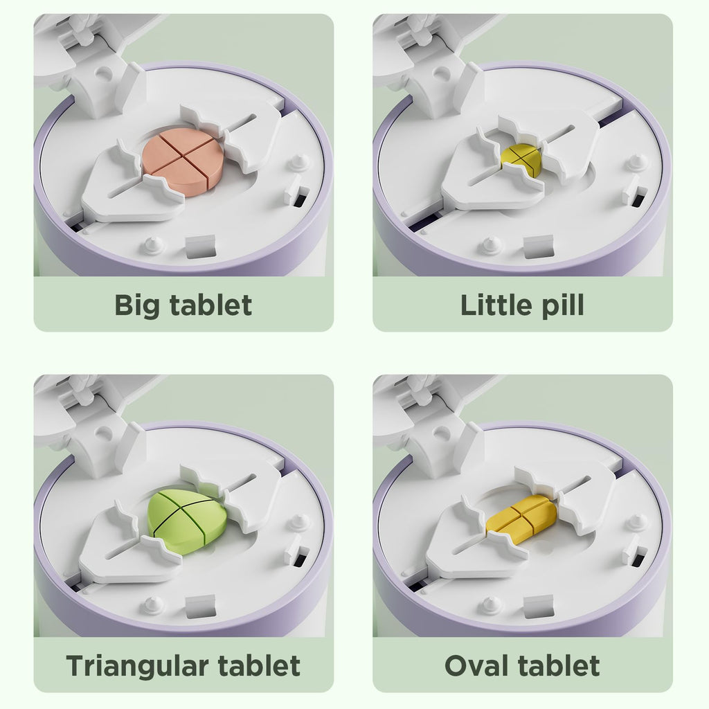 Close-up of the quarter division alignment guide on the premium plastic pill slicer.