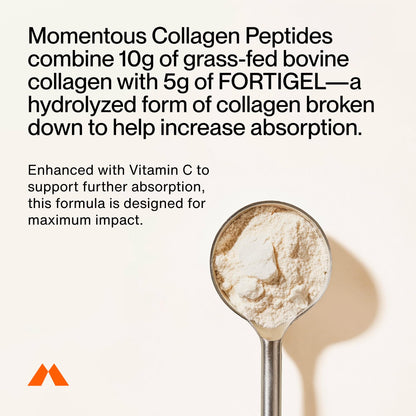 Momentous Grass Fed Collagen container showcasing the NSF Certified for Sport seal