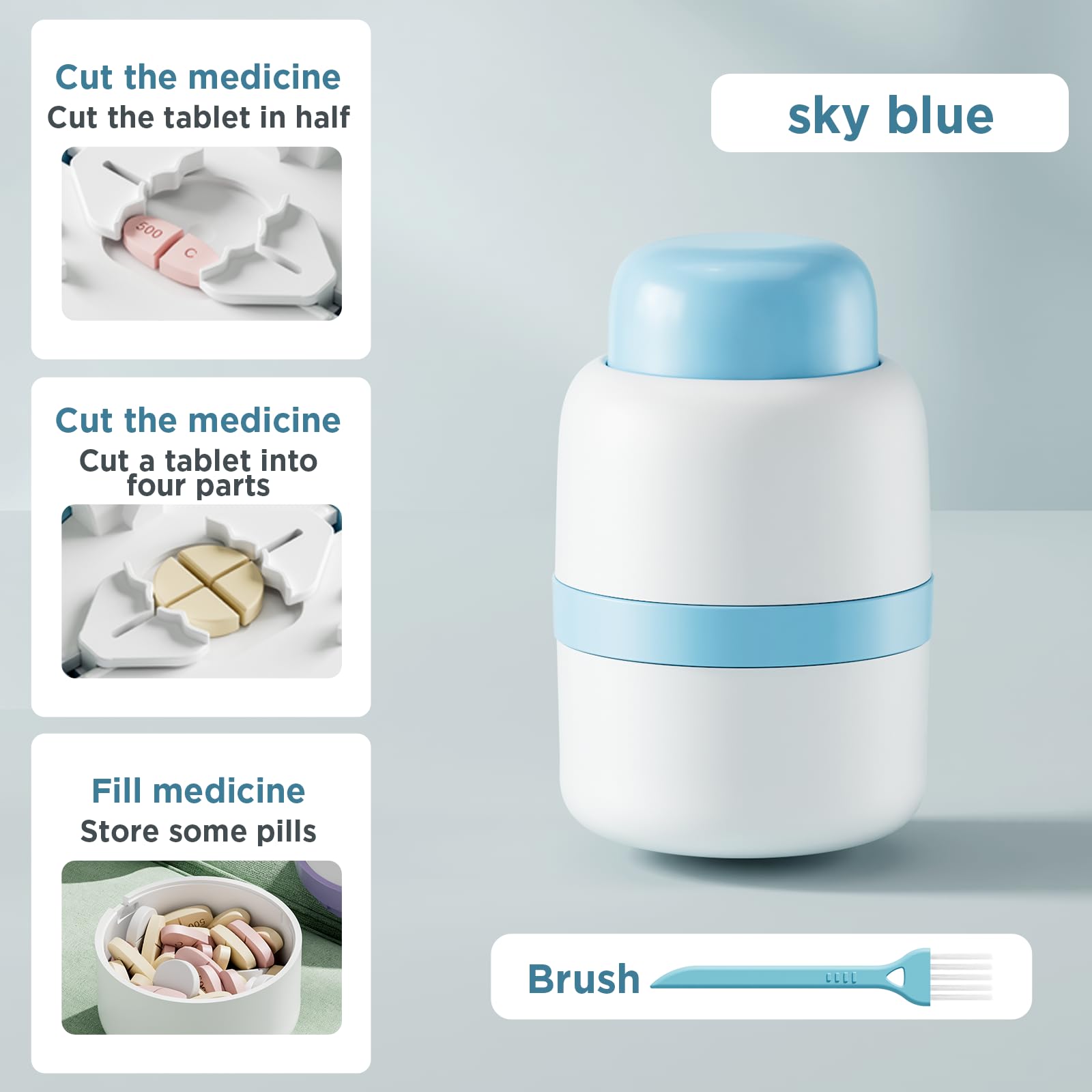 Compact palm-sized GAONLY wellness accessory shown alongside its mini cleaning brush.