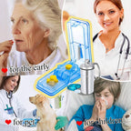 JohnBee health tool bundle including the blue splitter device, small cleaning brush, and portable keychain holder.