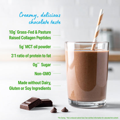 Orgain Chocolate Powder with medium chain triglyceride coconut oil blend nutritional facts panel