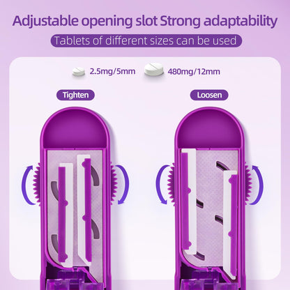 DUBSTAR adjustable medication splitter holding multiple small tablets simultaneously for bulk cutting