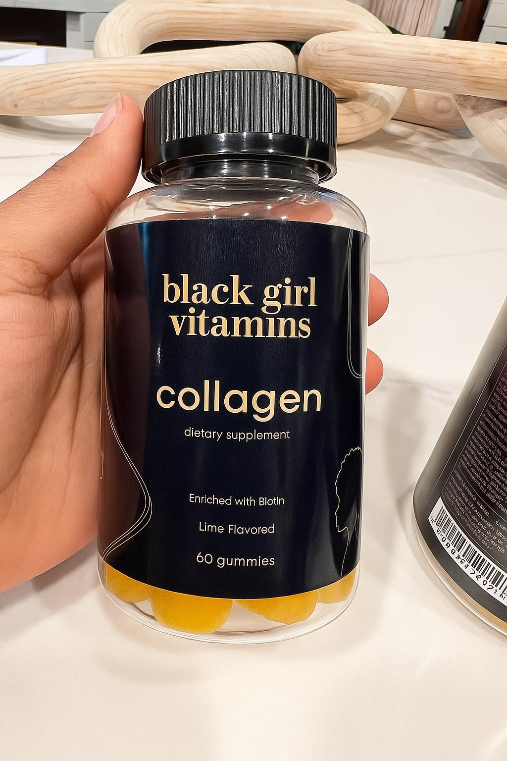 Black Girl Vitamins hair skin and nails daily collagen gummies side label view.