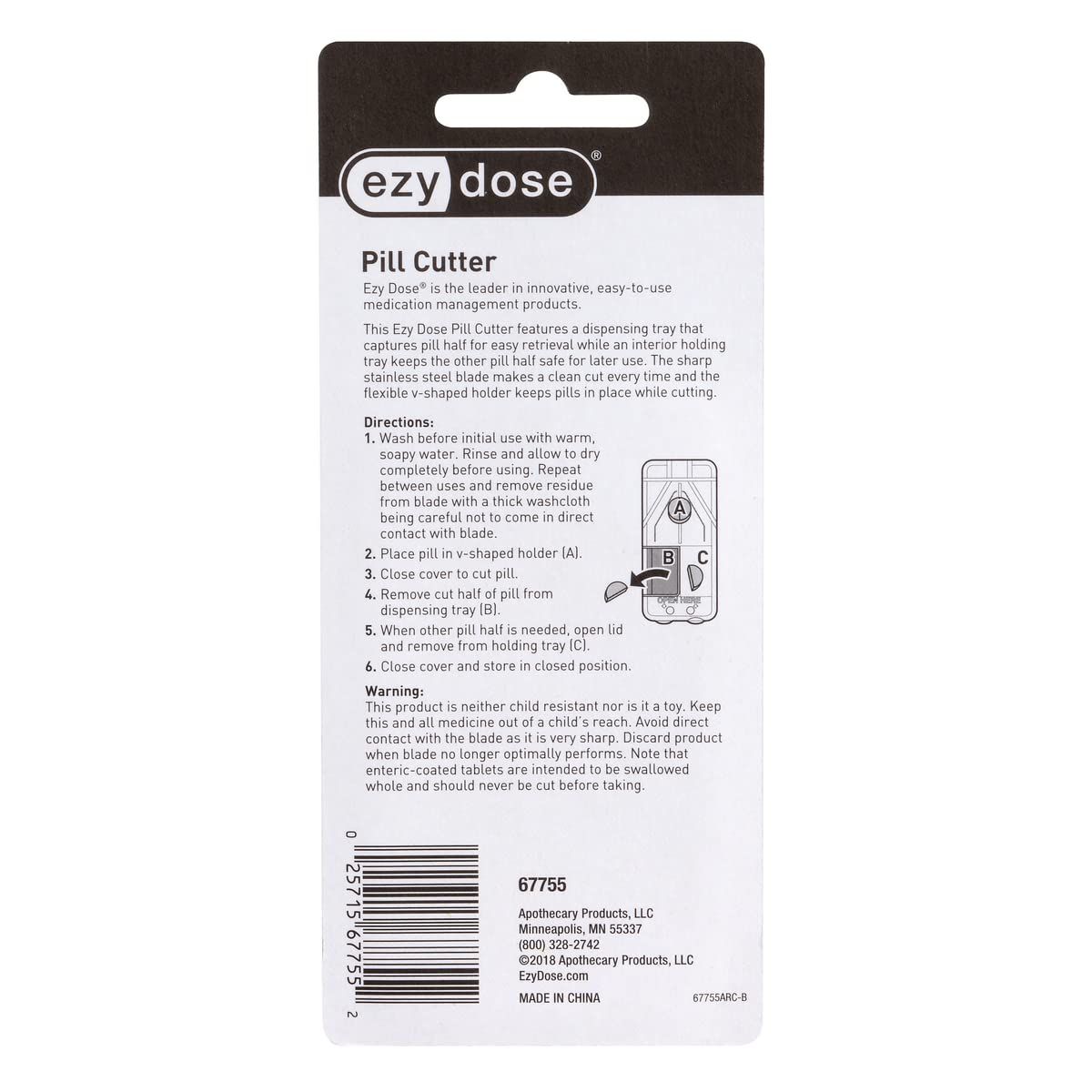 EZY DOSE BPA free purple pill splitter demonstrating accurate cutting for tiny pills