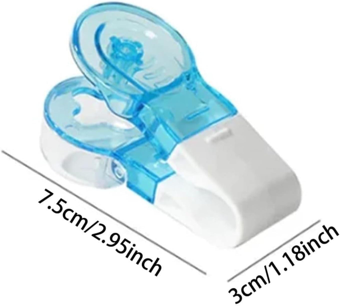 Cauaoa touchless tablet dispenser side view demonstrating the push-down blister pack opener alignment area for senior citizens.