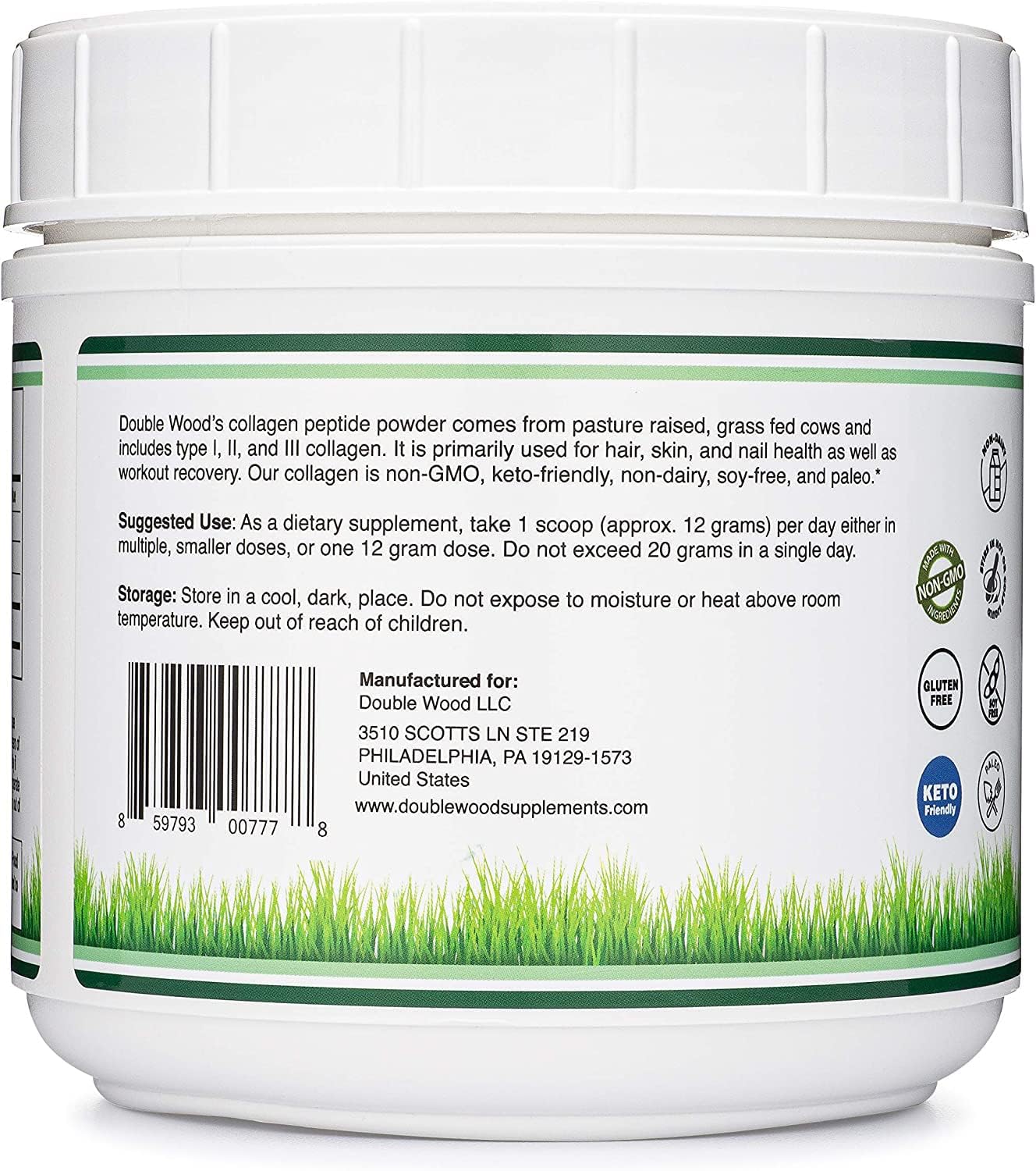 Authentic USA imported multi collagen peptide powder container back label details