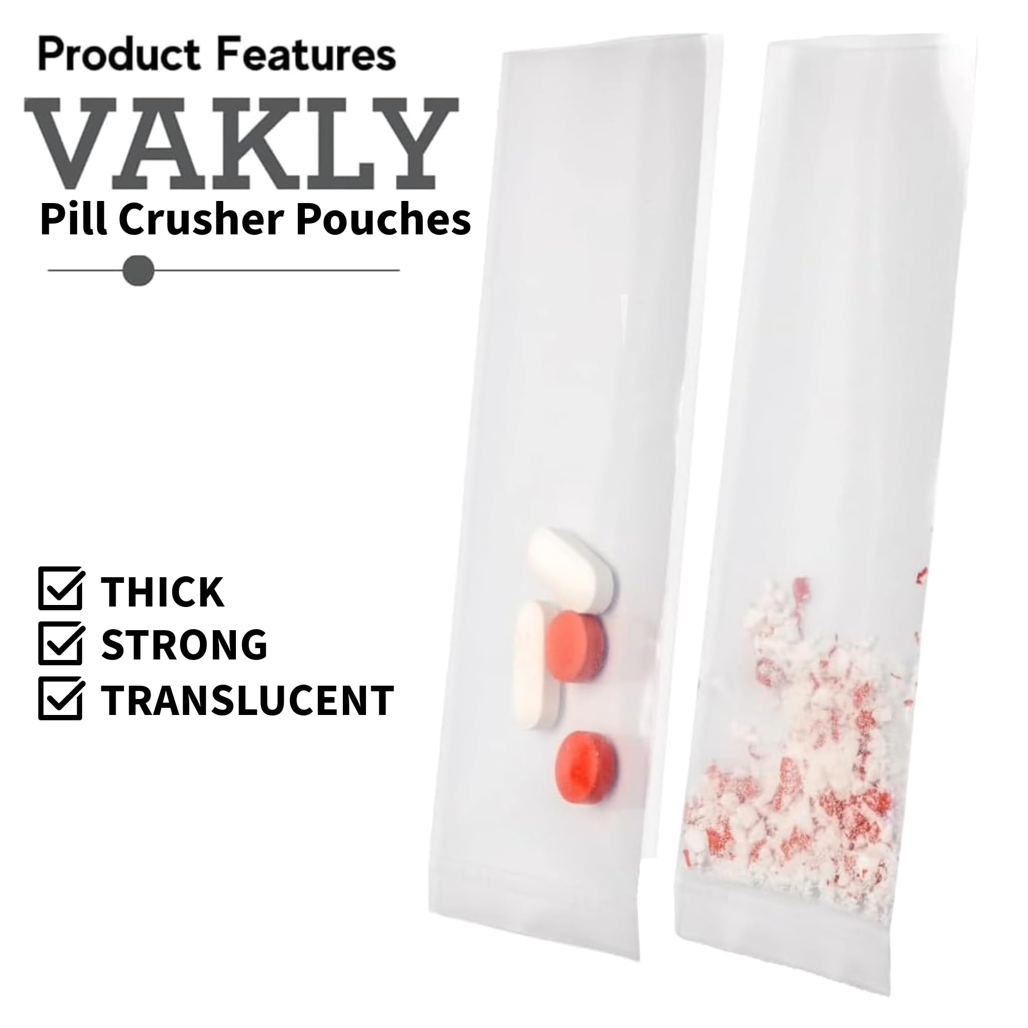 Vakly disposable heavy duty medication bags clear transparent plastic close up