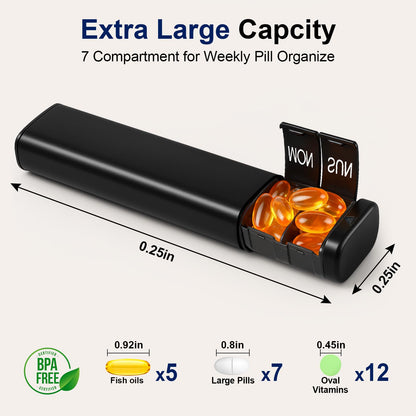 ZOESURE sleek slim design pill box holding large daily capsules and tablets