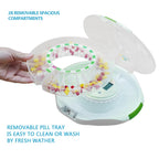 EziMedPil automatic pill dispenser showing large tablet capacity inside individual compartments