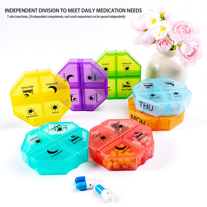 Tmeng arthritis friendly weekly supplement sorter showing the durable material and simple snap buckle setup.