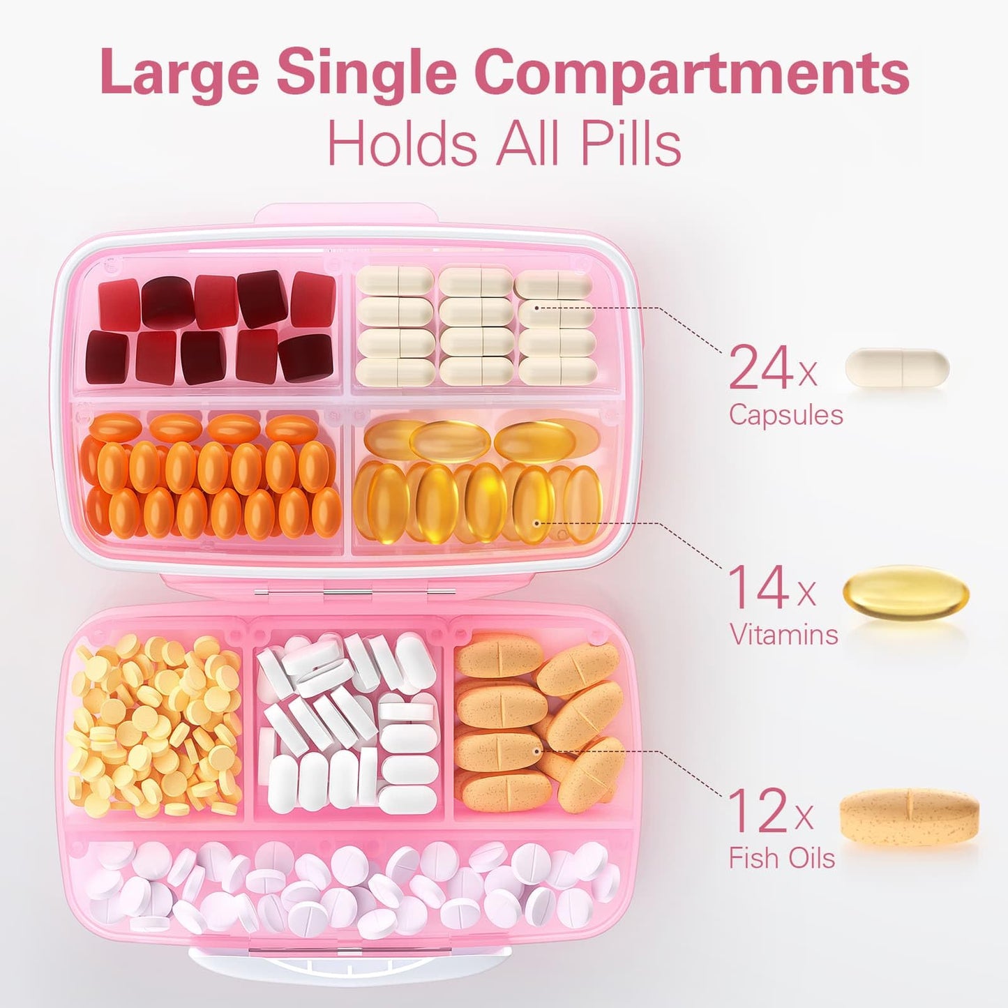 Barhon large pill organizer being placed easily into a compact travel purse
