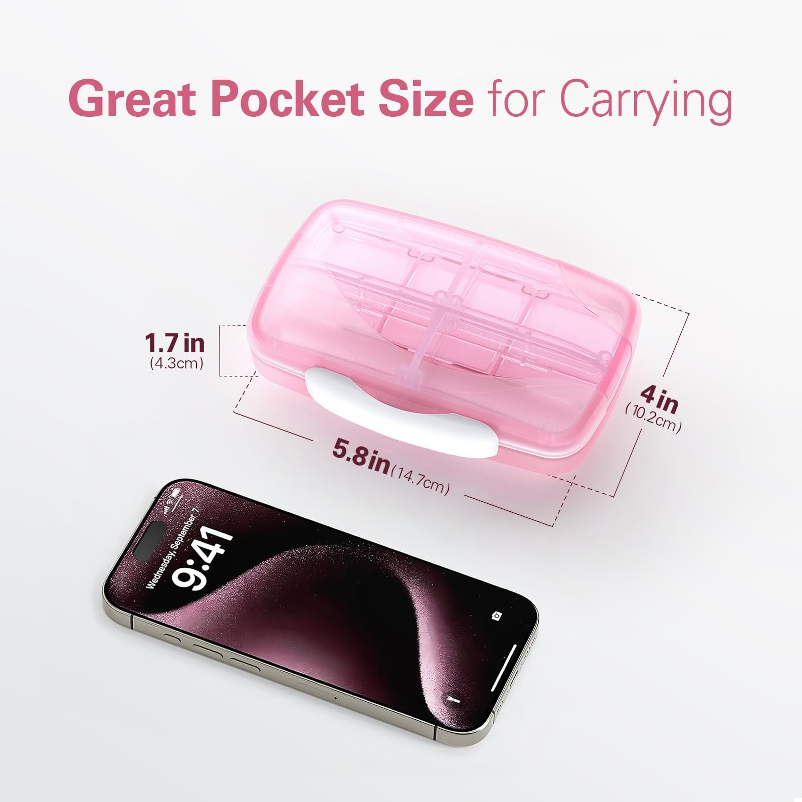 Size comparison of the Barhon travel organizer holding multiple large fish oil supplements