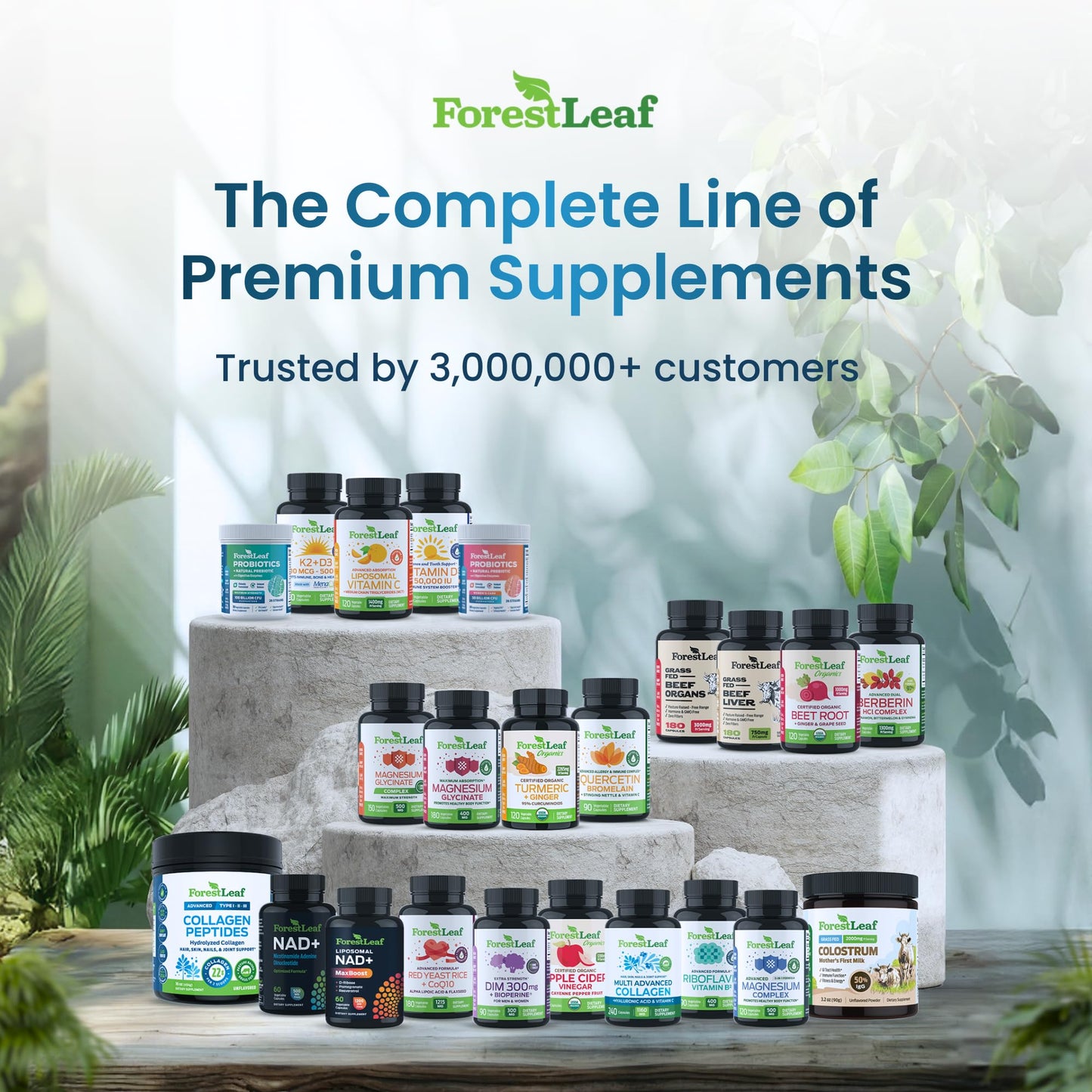 Authentic imported ForestLeaf collagen peptides packaging illustrating hair skin and joint support
