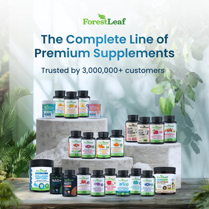 Authentic imported ForestLeaf collagen peptides packaging illustrating hair skin and joint support