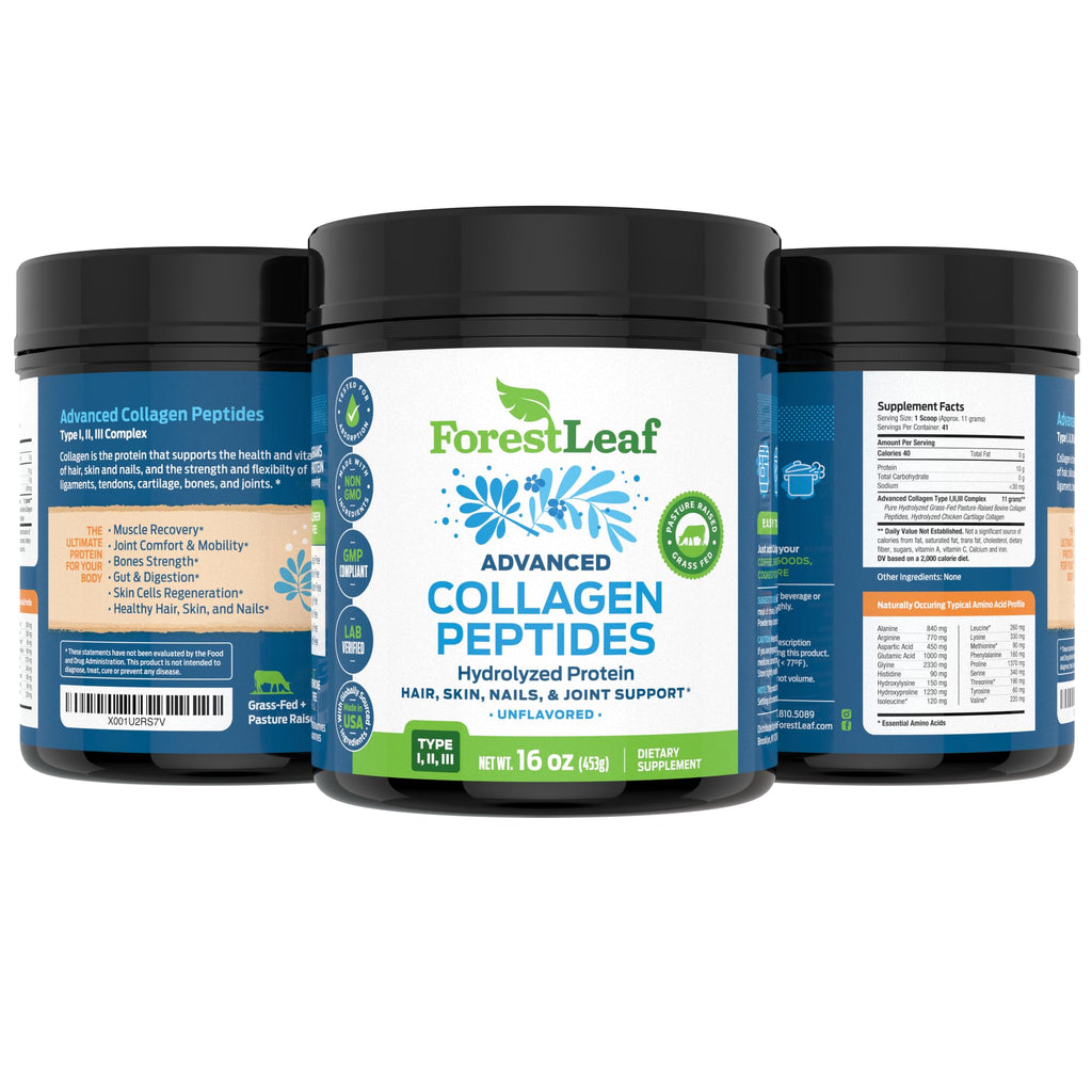 ForestLeaf 16 ounce unflavored protein supplement jar lid and safety seal closeup view